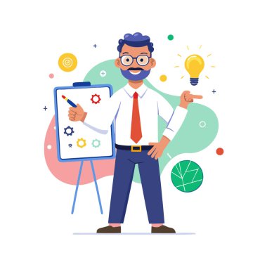 işadamı karakter ile dizüstü vektör çizim tasarım