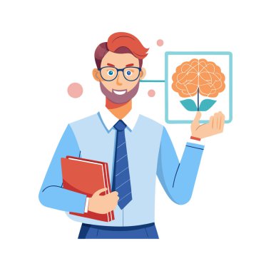 Beyni ve dizüstü bilgisayarı olan iş adamı