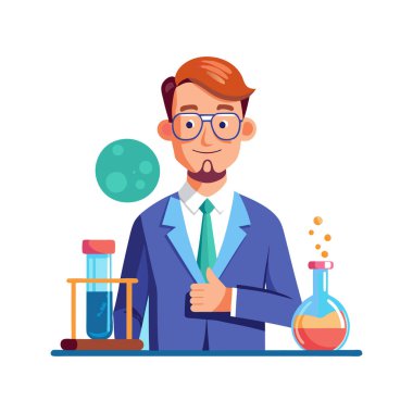 Laboratuvar tüpü vektör illüstrasyon tasarımlı adam