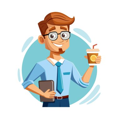 Genç iş adamı elinde bir fincan kahve tutuyor.