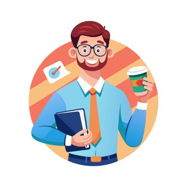 Kahve kupalı bir iş adamı.