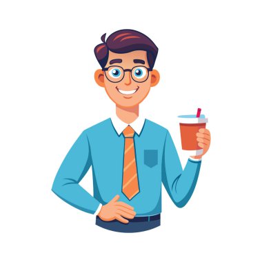 Elinde kahve fincanı olan genç adam.