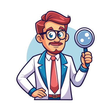 Bilim adamı doktor çizgi filmi. vektör illüstrasyonu