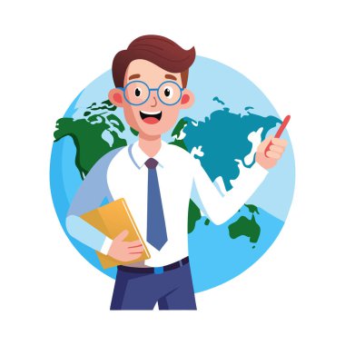 Küre ve kalemle iş adamı