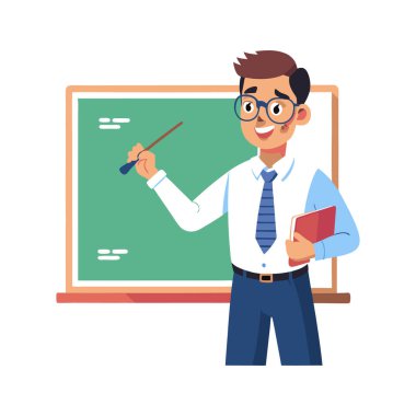 Sınıfta öğretmen. çizgi film vektörü