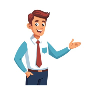 genç gülümseyen ve göstermek ok işareti adam