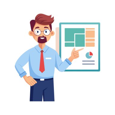 Hesap makinesi ve belge vektör illüstrasyonlu iş adamı