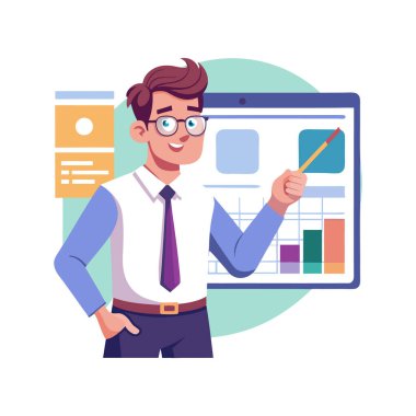 Tablet ve akıllı telefon vektör tasarımlı iş adamı