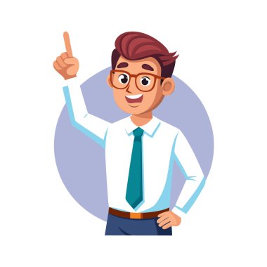 Parmağını kaldırıp gülümseyen bir iş adamı.