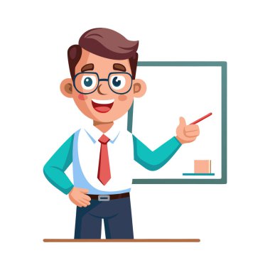 Sınıftaki bir adamın çizgi film karakteri.