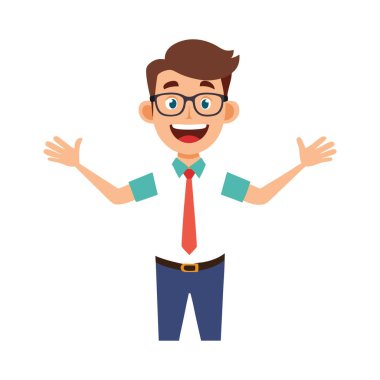 mutlu işadamı çizgi film simgesi beyaz arka plan üzerinde. renkli tasarım. vektör çizim