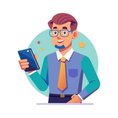 Cep telefonu tutan kravatlı bir adam.