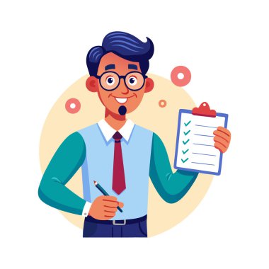 Elinde kağıt ve kalem tutan bir adam.