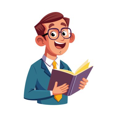 Takım elbiseli ve kravatlı bir adam kitap okuyor.