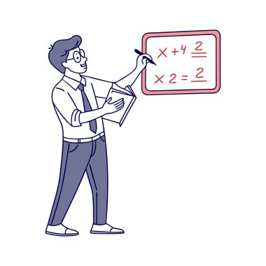 Sınıfta tahtası olan bir öğretmen ya da öğrenci