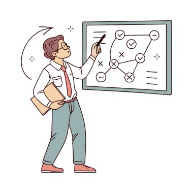 Hesap makineli bir iş adamı. vektör illüstrasyonu.