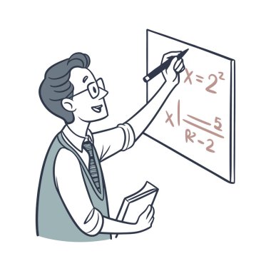 Matematik kurul önünde öğretmen.