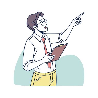 Akıllı telefon vektör illüstrasyon tasarımına sahip işadamı ofisinde