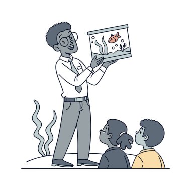 Sınıfta öğretmeni olan küçük çocuklar.