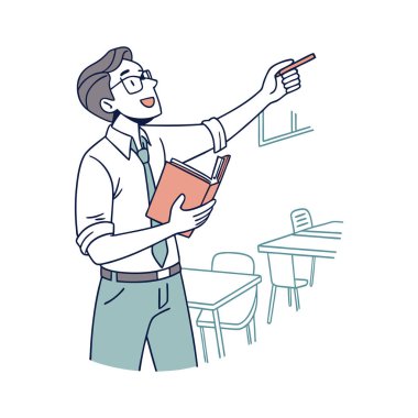 İş adamı sınıfta fotoğraf çekiyor.