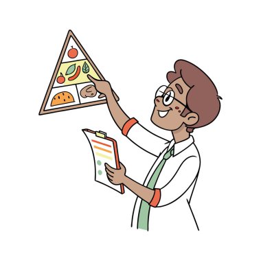 Pizza pişiren mutlu erkek şef. vektör illüstrasyonu.