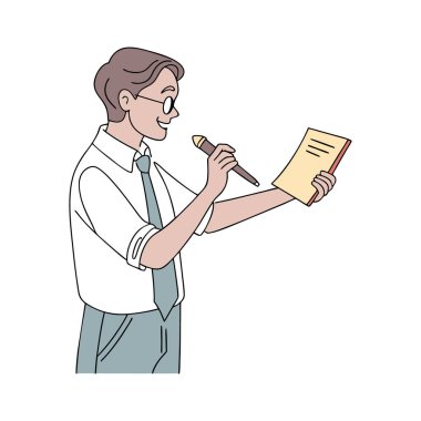 Gözlüklü işadamı belge vektörü okuyor