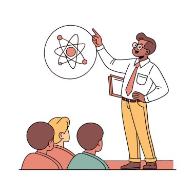 Sınıfta kitabı olan bir öğretmen.