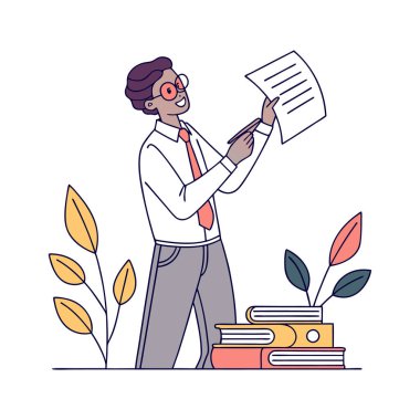 Genç adam kitap okuyor.