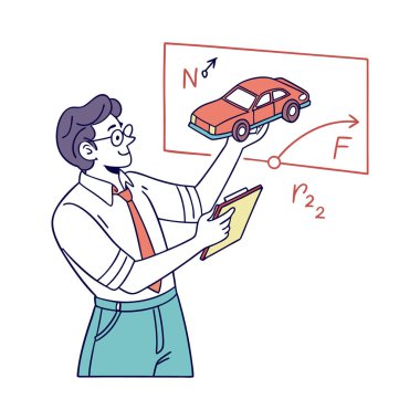 Erkek bilim adamı laboratuarda araba testi yapıyor.