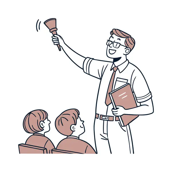 Öğretmen ve öğrenciler sınıf vektör illüstrasyon tasarımında