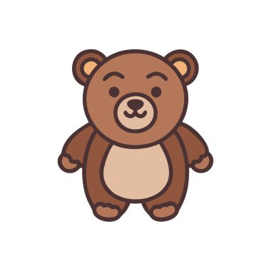 Web ve mobil tasarım için oyuncak ayı renk vektör karalama simgesi