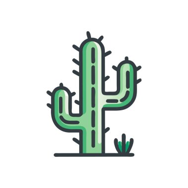 Beyaz arkaplan, vektör, illüstrasyon üzerinde izole edilmiş kaktüs bitki simgesi