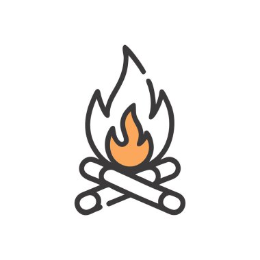 Ateş alevi simgesi düz bir şekilde. İzole edilmiş beyaz arkaplanda vektör illüstrasyonu.