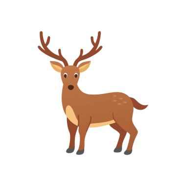 Ren geyiği simgesi, karikatür tasarımı, hayvan doğası dekorasyonu tema vektörü illüstrasyonu
