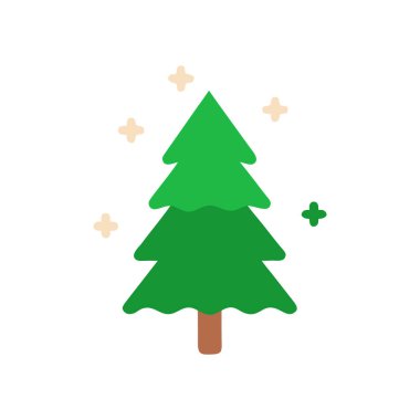Ağaç Noel ağacı yassı ikonu, Noel, vektör ağacı