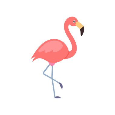 Flamingo ikonu. Web tasarımı için flamingo vektör simgesinin düz çizimi.