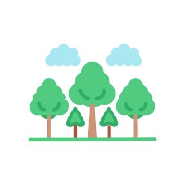 Orman ağaçları doğa ikon vektör çizimini izole etti