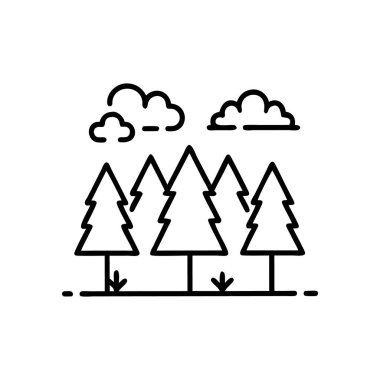 Orman ağaçları doğa peyzaj çizgisi biçim vektör çizimi tasarımı