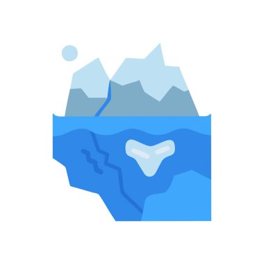 Dağlardaki dağ gölü, düz ikon, vektör illüstrasyonu