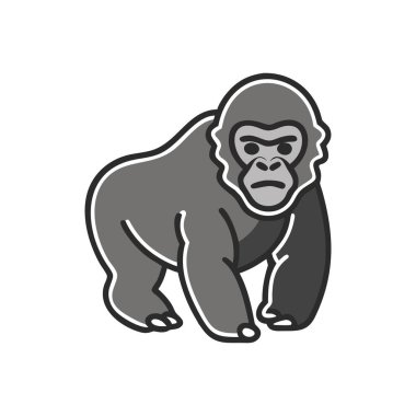 Şeffaf bir arkaplanda goril vektör çizimi. Birinci kalite semboller. vuruş simgesi, simge ve mobil tasarım.