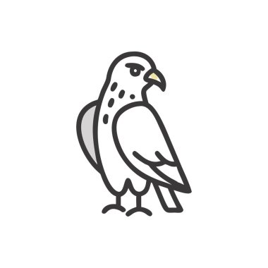 Kuş tüyü çizgi ikonuna sahip. Mobil konsept ve web tasarımı için doğrusal biçim işareti. Güvercin ve kartal ana hat vektör simgesi. hayvan sembolü, logo illüstrasyonu