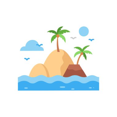 Plaj simgesinin vektör düz tasarımı