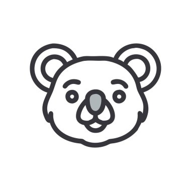 Ayı başı çizgisi ve doldurma stili ikon tasarımı, Hayvanat bahçesi hayvan doğası ve hayvan temalı illüstrasyon