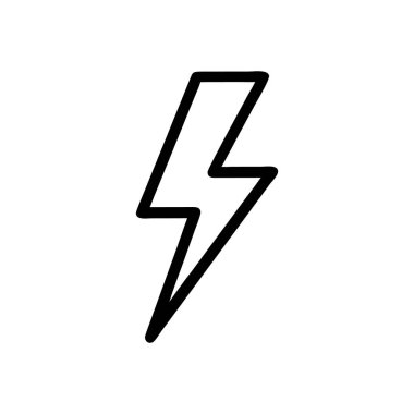 Şimşek simgesi vektörü. İnce çizgi işareti. İzole edilmiş kontür sembolü gösterimi