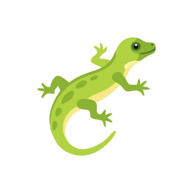 Beyaz arkaplanda karikatür tarzında izole edilmiş kertenkele simgesi. hayvan sembolü vektör illüstrasyonu