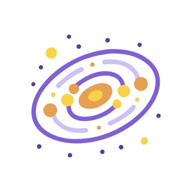 Galaksi, galaksi, galaksi, galaksi, soyut düz renk ikonu şablonu