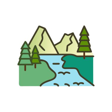 Forest Lake ikon vektör çizimi tasarımı