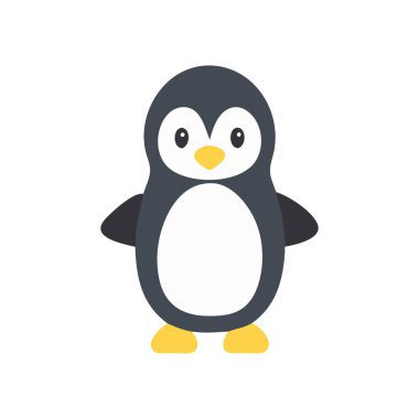 Penguen çizgi film ikonu. Sevimli hayvan tasarımı. vektör grafiği