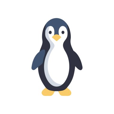 Penguen düz simgesi beyaz arkaplanda izole