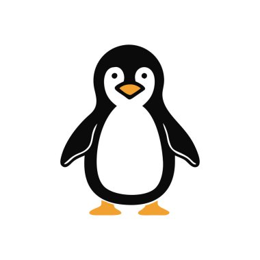sevimli penguen hayvan logosu tasarım vektörü